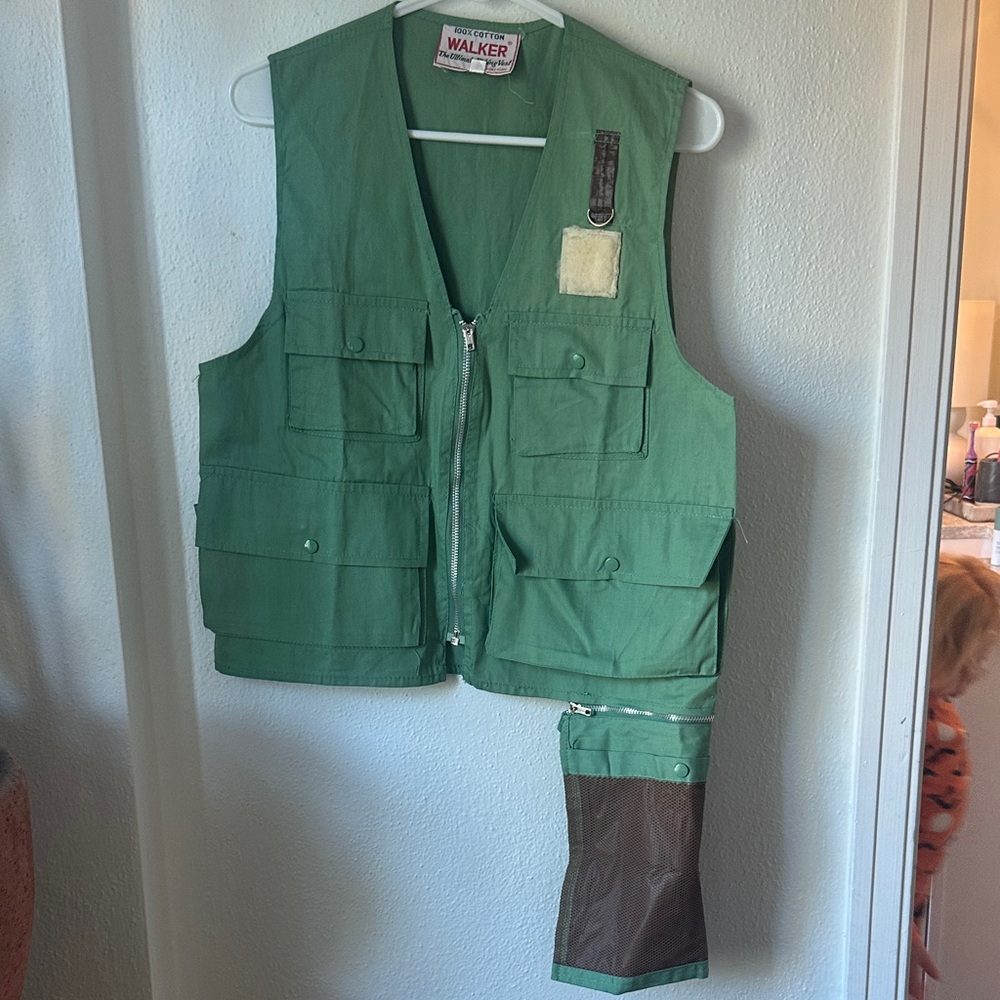 Vintage Walker Green Utility Fishing Vest with Gear Pocket